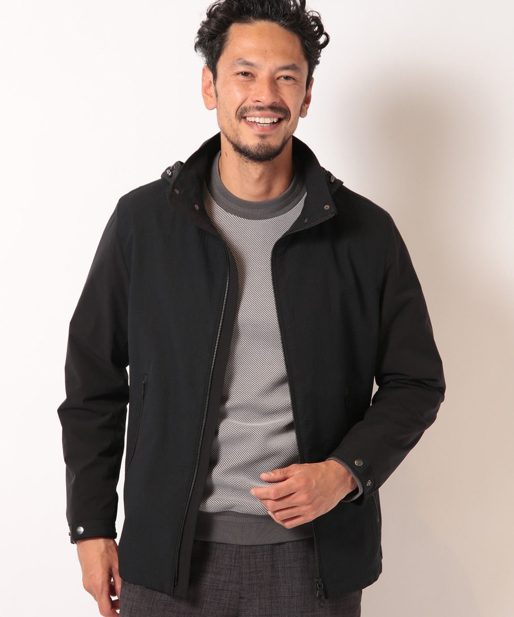MEN'S BIGI シャドーチェックドビーコンビブルゾン ブラック