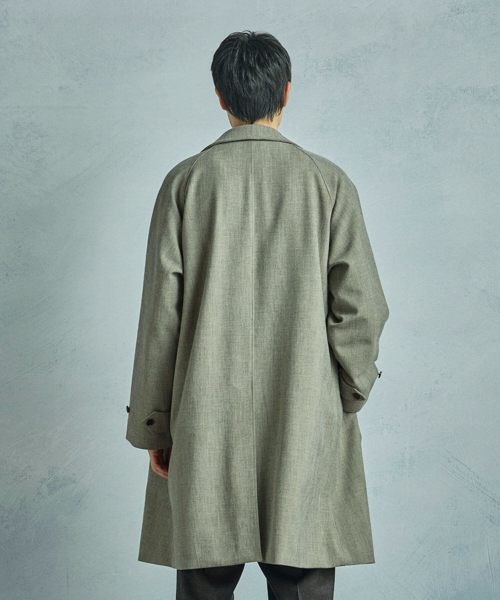 MEN'S BIGI ヘリンボーンダブルクロス ステンカラーコート＜2WAYストレッチ＞ ベージュ
