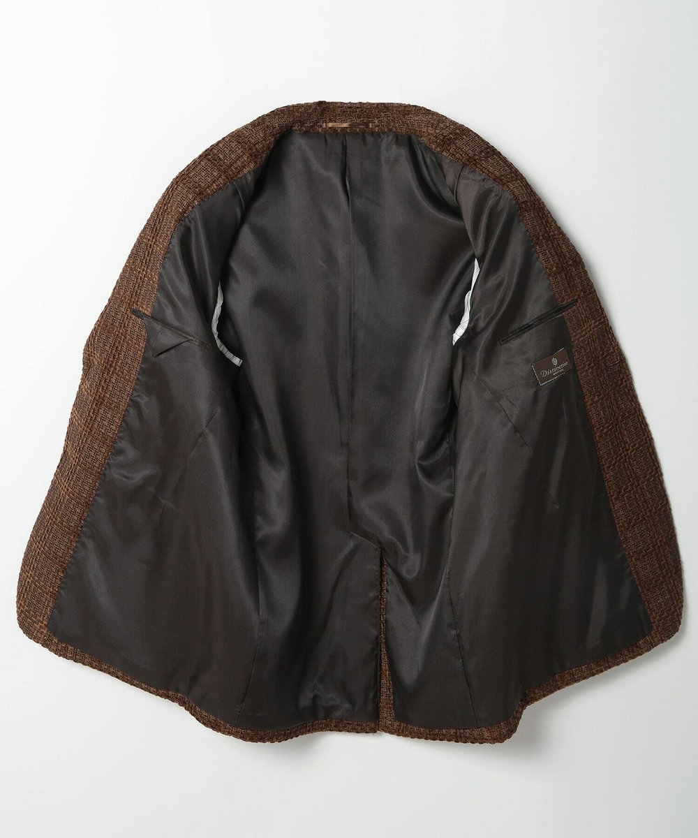 MEN'S BIGI 3Dツイードドビーチェックジャケット ブラウン