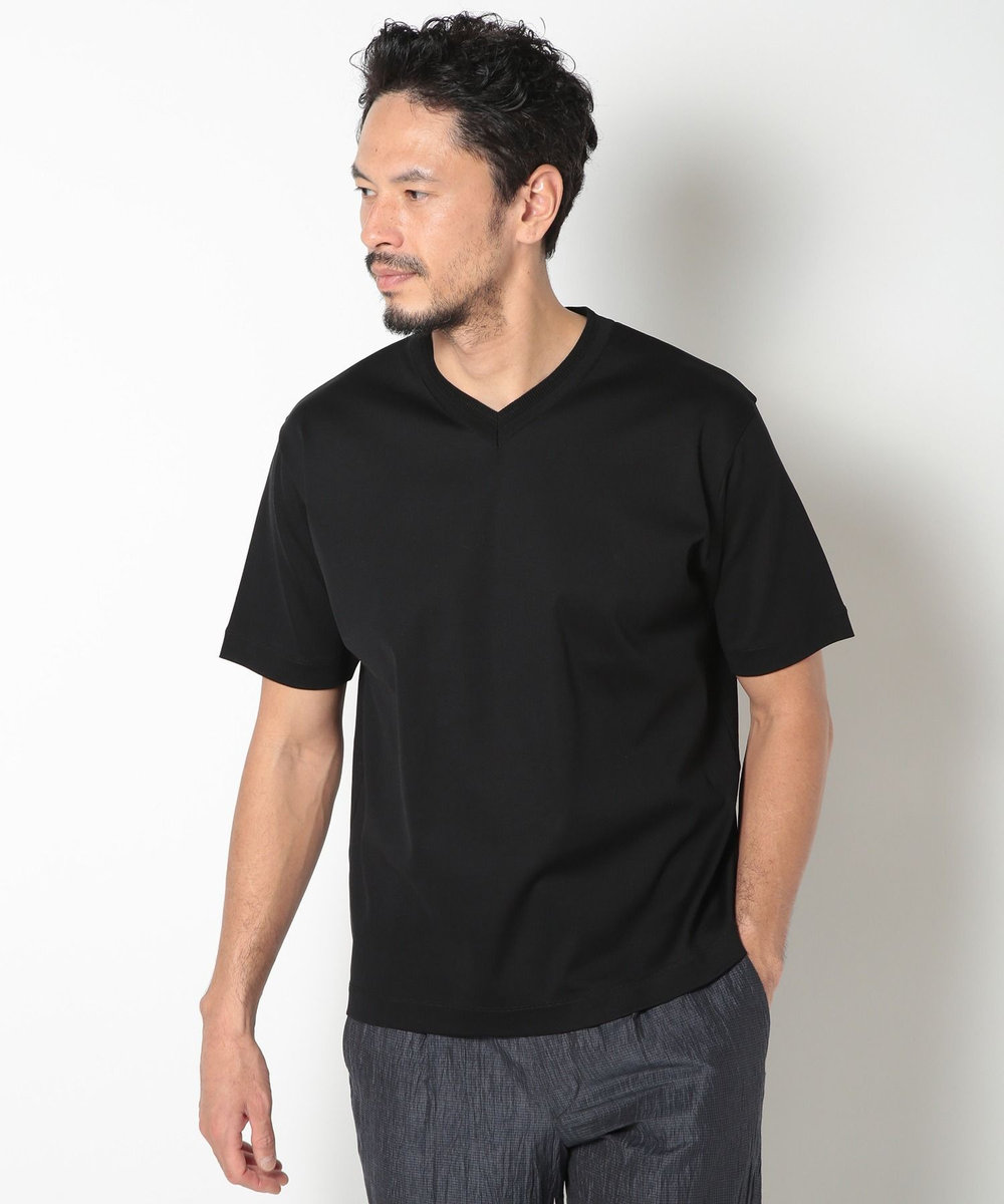 MEN'S BIGI 60/2マーセライズジャージVネックTEE ブラック