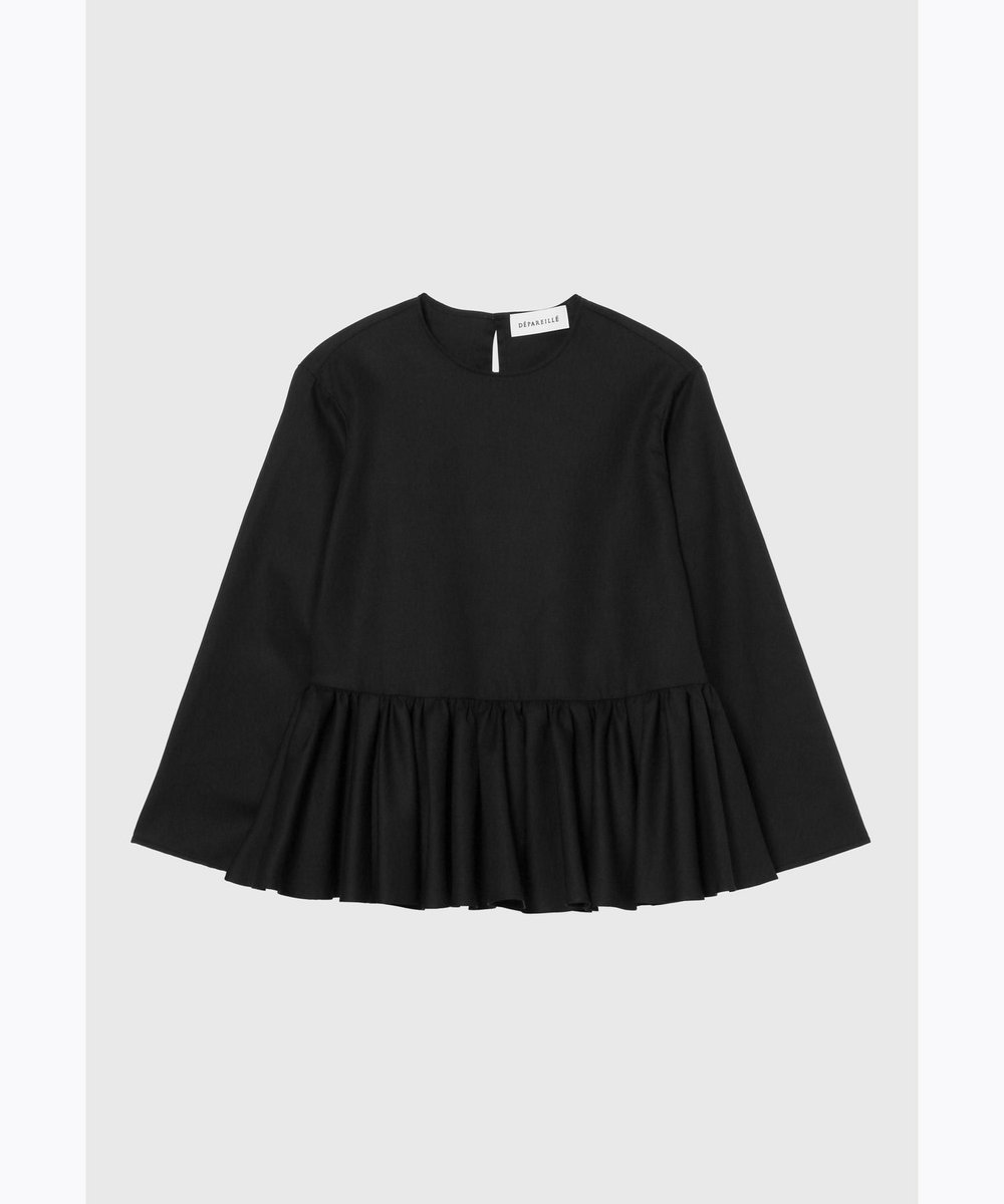 DÉPAREILLÉ COTTON TYPEWRITER PEPLUM BLOUSE / コットンタイプライターペプラムブラウス ブラック
