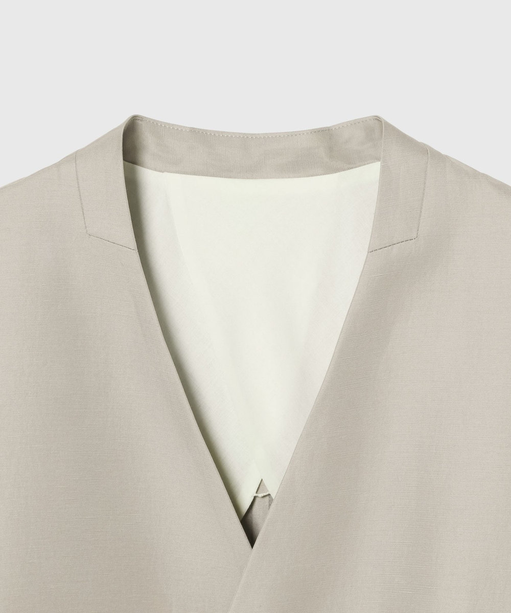 DÉPAREILLÉ TRIACETATE LINEN NO COLLAR JACKET / トリアセテートリネンノーカラージャケット ベージュ