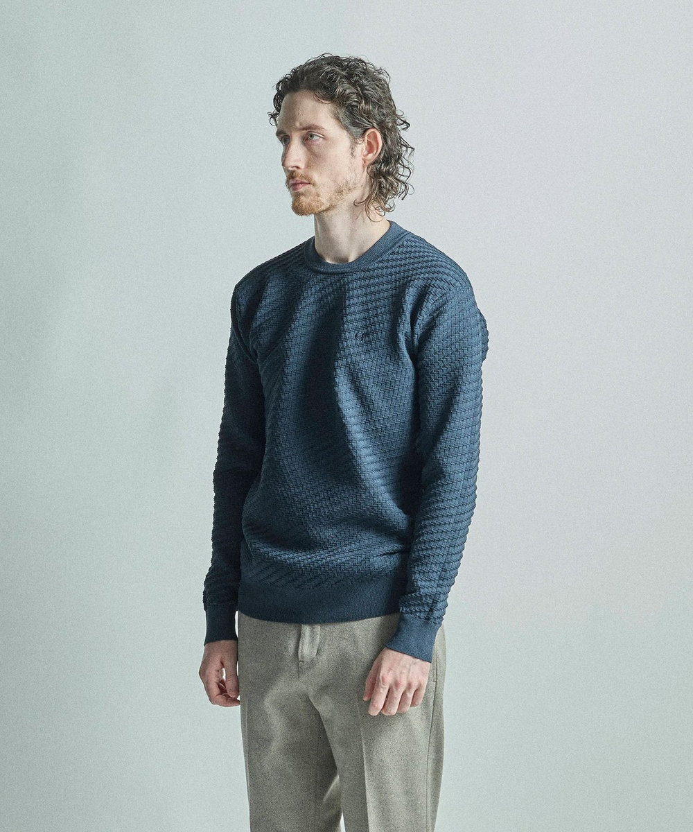 MEN'S BIGI 【COLE HAAN/コール ハーン】別注ブリスタージャガードハイゲージニットTEE＜マシンウォッシャブル＞ ネイビー