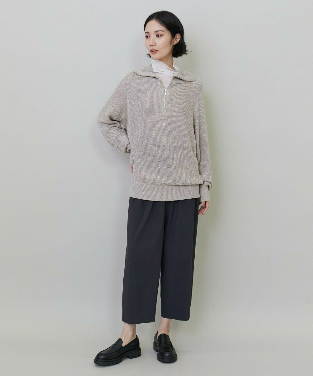 L'EQUIPE ビスコースストレッチカーブパンツ チャコールグレー