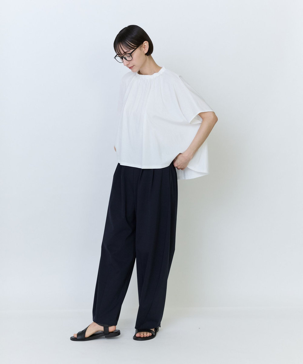 LOISIR 綿ナイロンポンチバルーンパンツ ネイビー