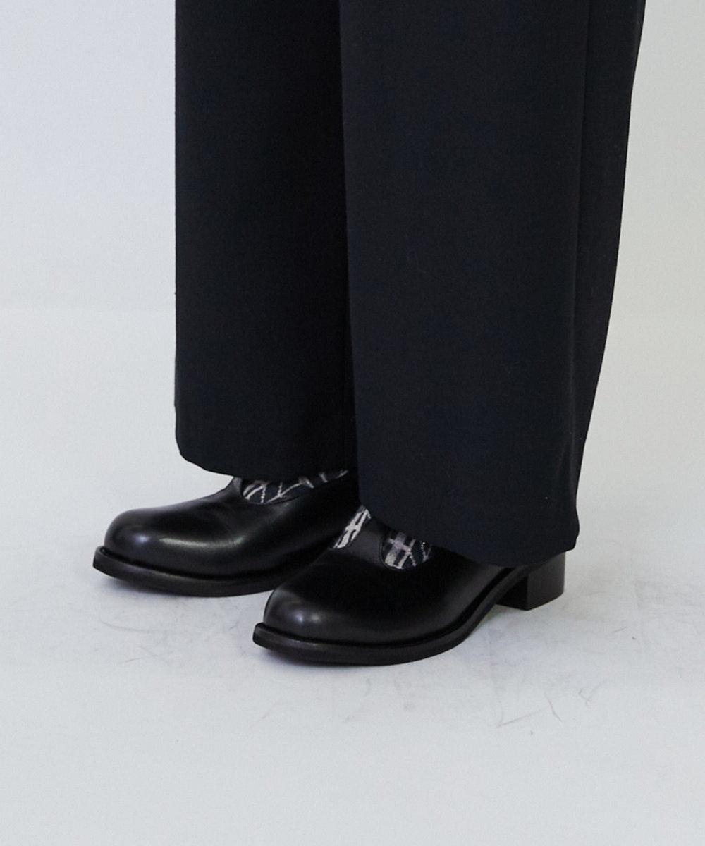 LOISIR 【MTサイズ有り】ギャバジンストレートパンツ ブラック