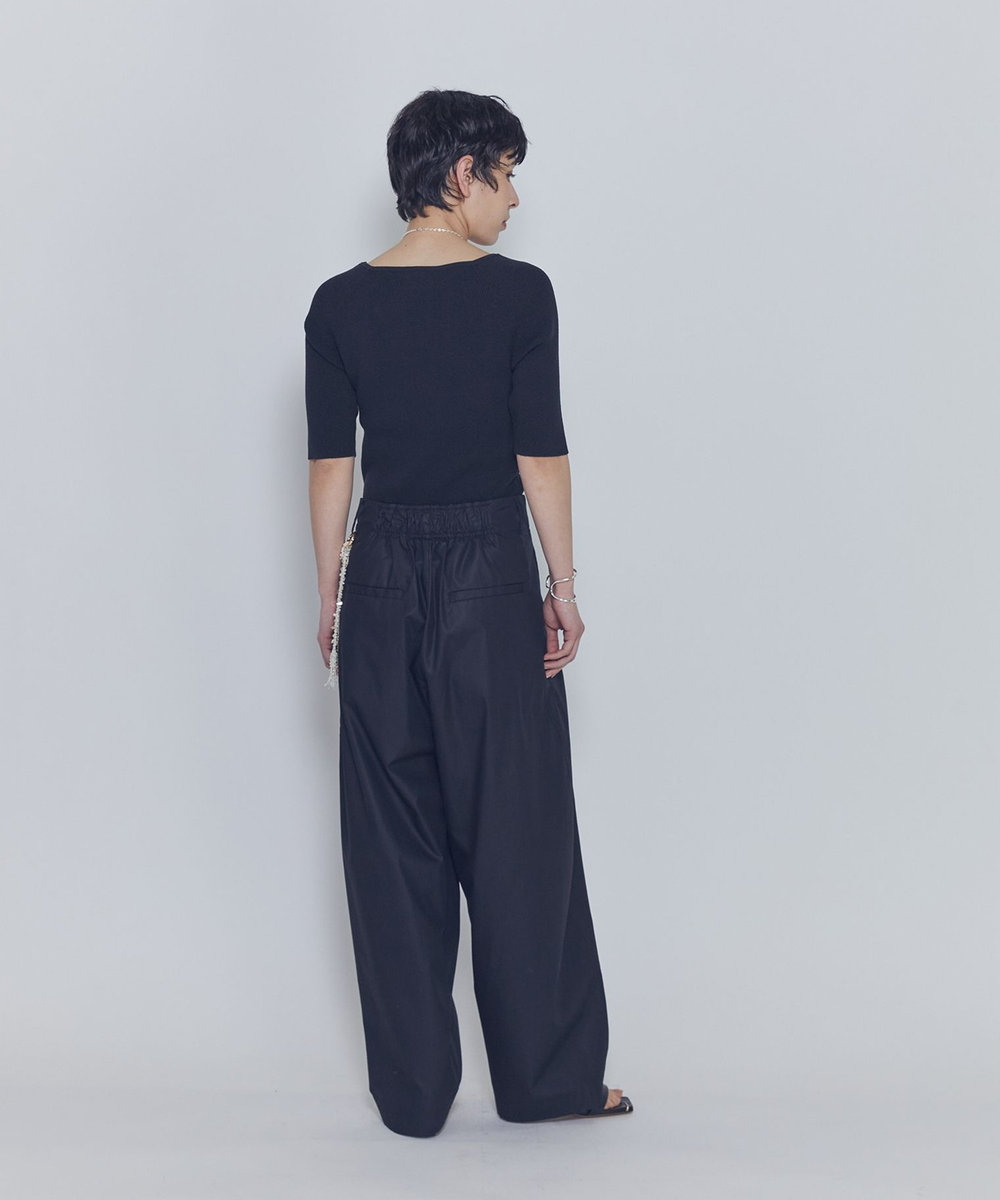 1er Arrondissement ボートネックハーフスリーブニット ブラック
