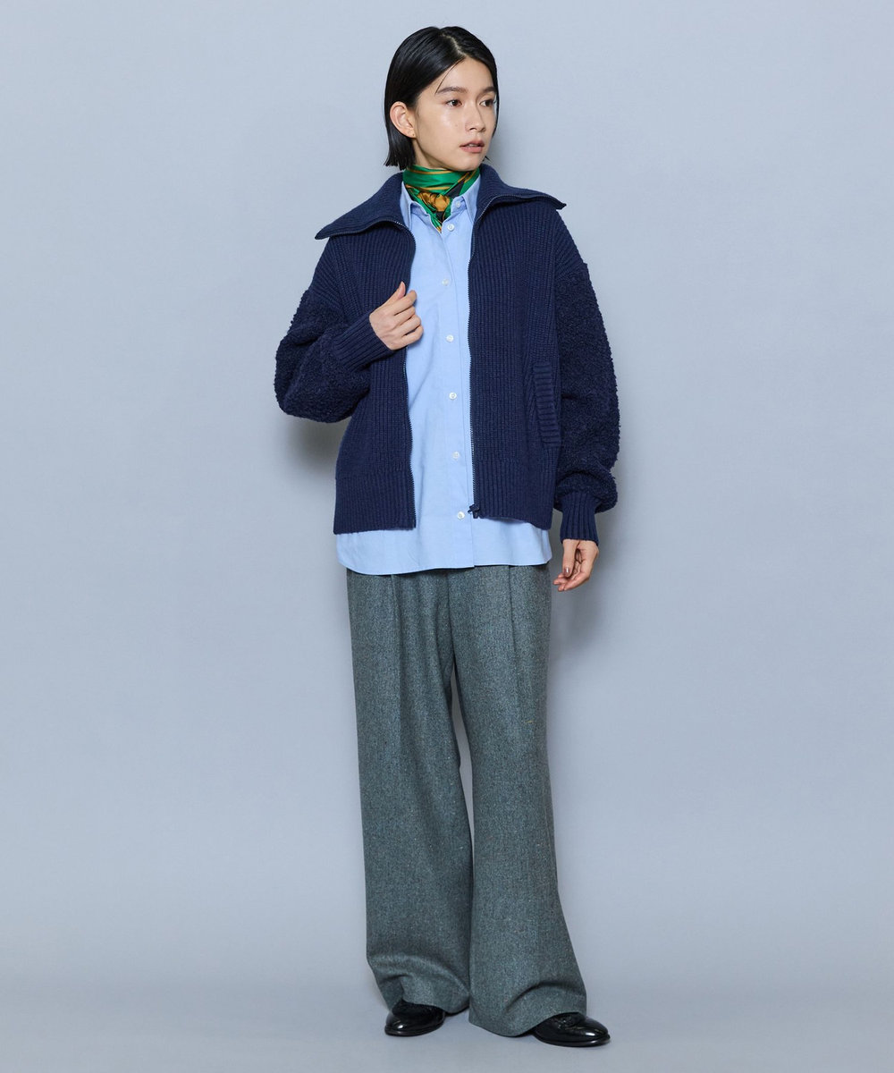 MOGA 畦×ビッグループハイネックブルゾン ネイビー