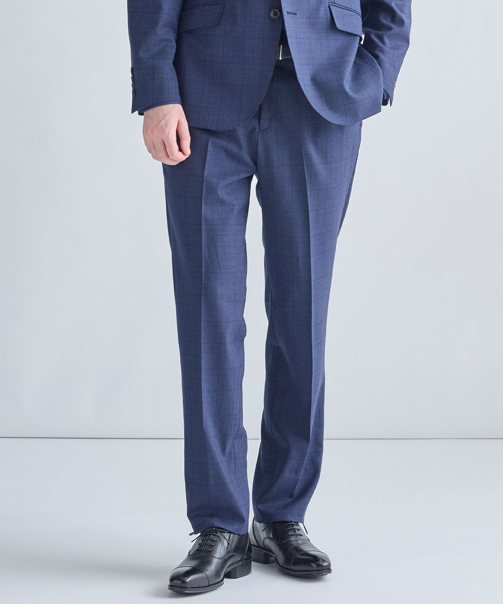 MEN'S BIGI 【Loro Piana/ロロ・ピアーナ】ウール梳毛 グレンチェック柄スーツ ネイビー