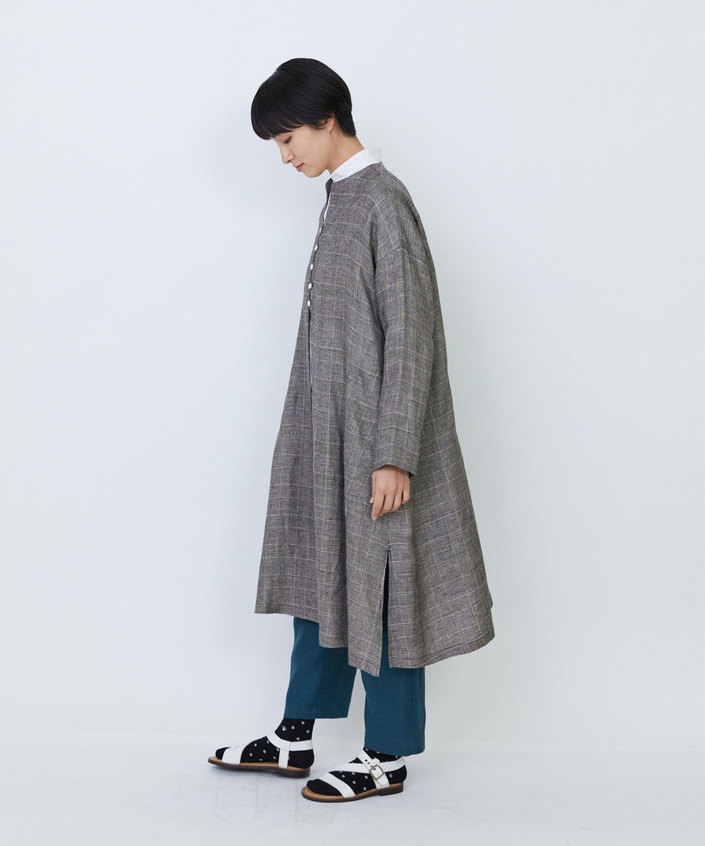 LOISIR リネンチェックガウンカーディガン チェック