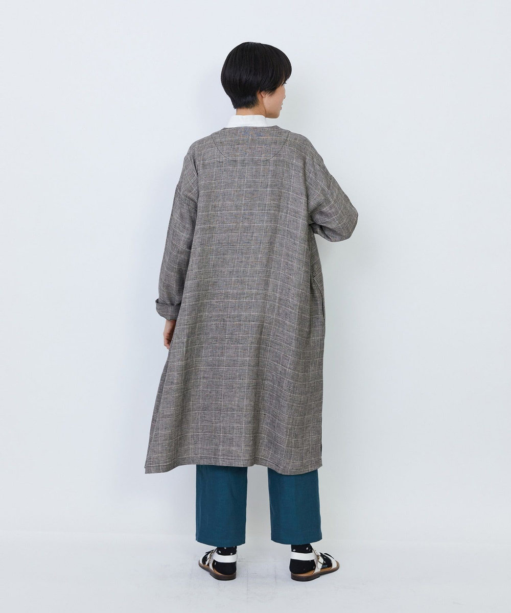 LOISIR リネンチェックガウンカーディガン チェック