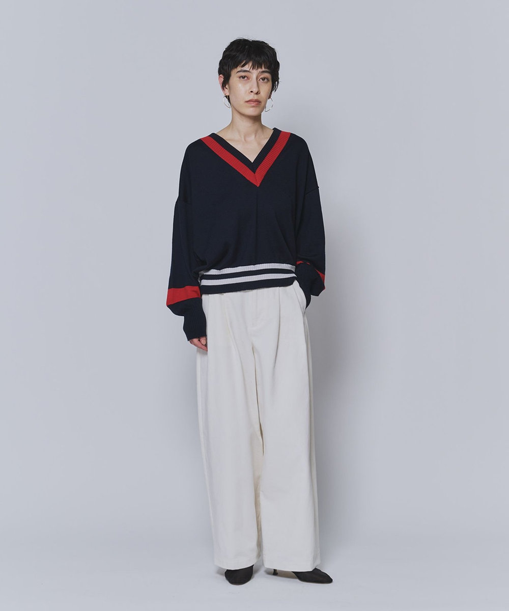 1er Arrondissement ＜tricot de papa（トリコ・デ・パパ）>スクールニットプルオーバー ネイビー