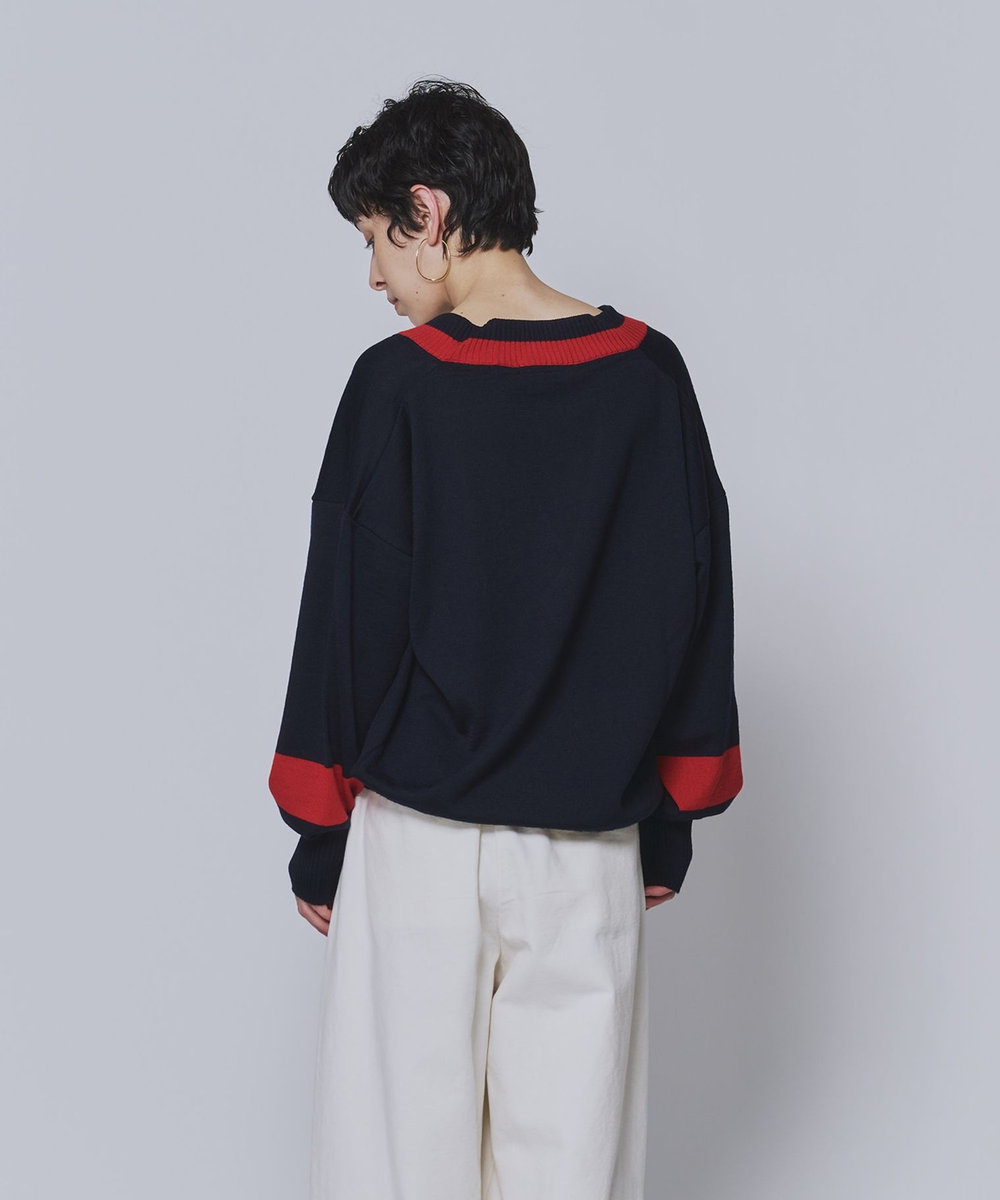 1er Arrondissement ＜tricot de papa（トリコ・デ・パパ）>スクールニットプルオーバー ネイビー