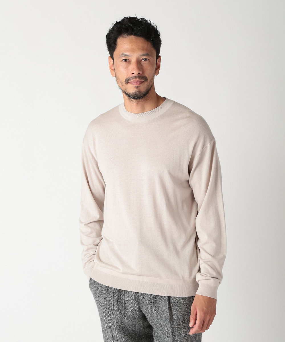 MEN'S BIGI 16Gハイゲージクルーニットソー ベージュ