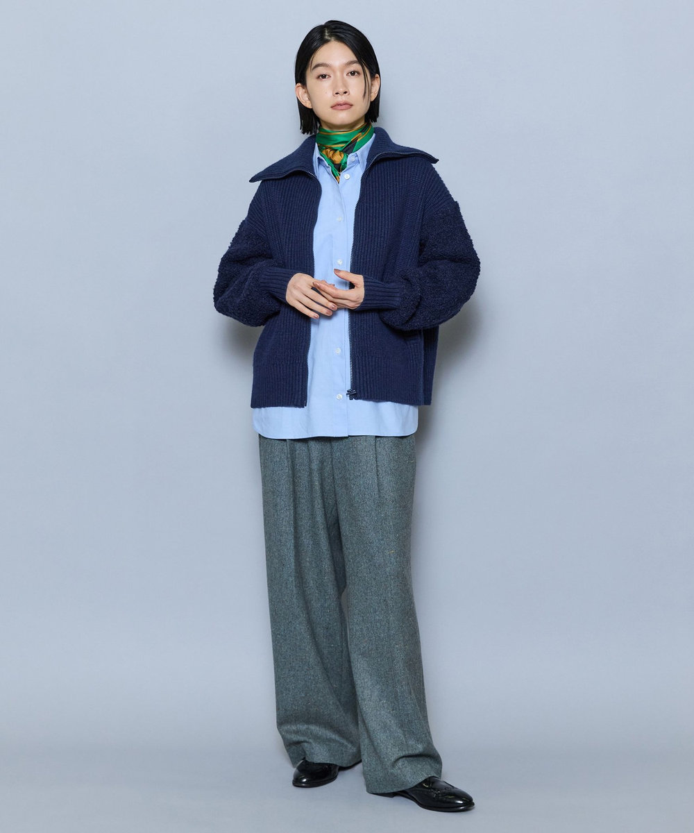 MOGA 畦×ビッグループハイネックブルゾン ネイビー