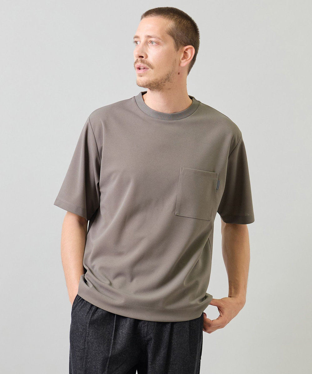 UNION STATION 梨地ポンチポケットTシャツ＜ストレッチ・マシンウォッシャブル＞ グレー