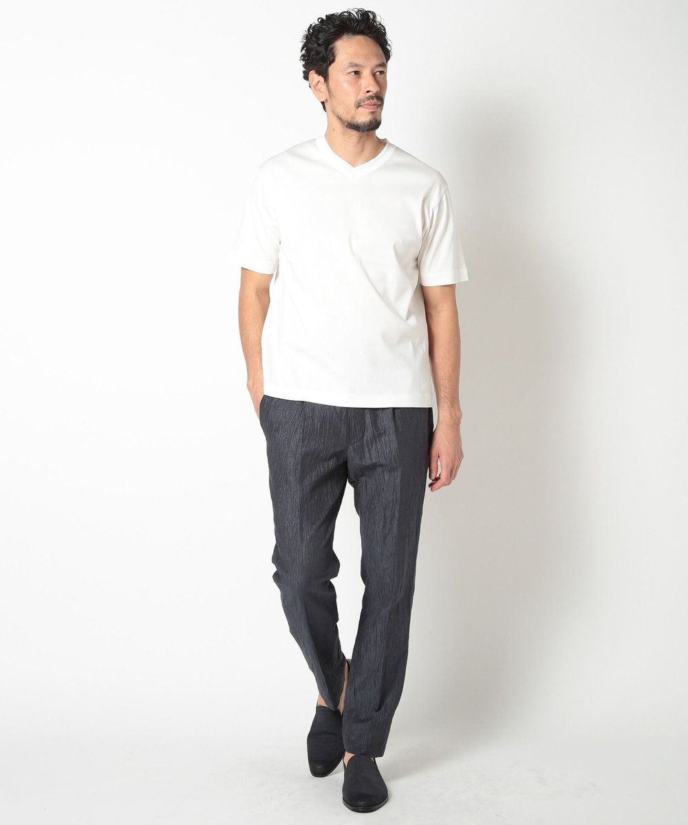 MEN'S BIGI 60/2マーセライズジャージVネックTEE ホワイト