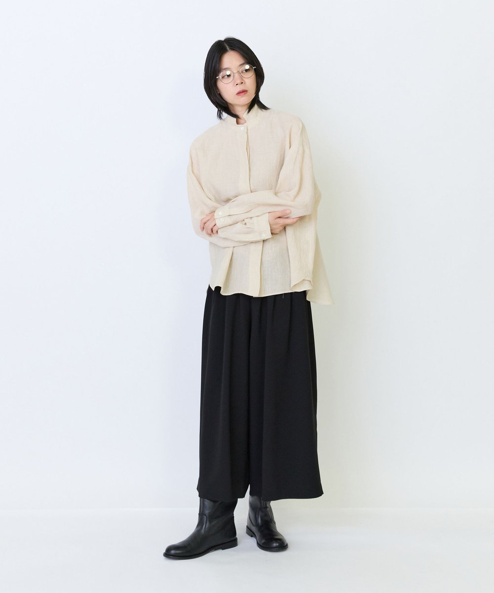 LOISIR エコダブルクロスフレアーパンツ ブラック