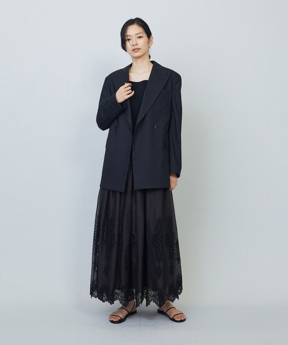 1er Arrondissement ビスコースリネンストレッチジャケット ネイビー