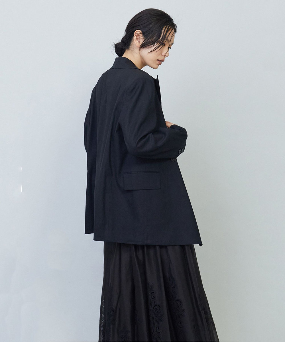1er Arrondissement ビスコースリネンストレッチジャケット ネイビー