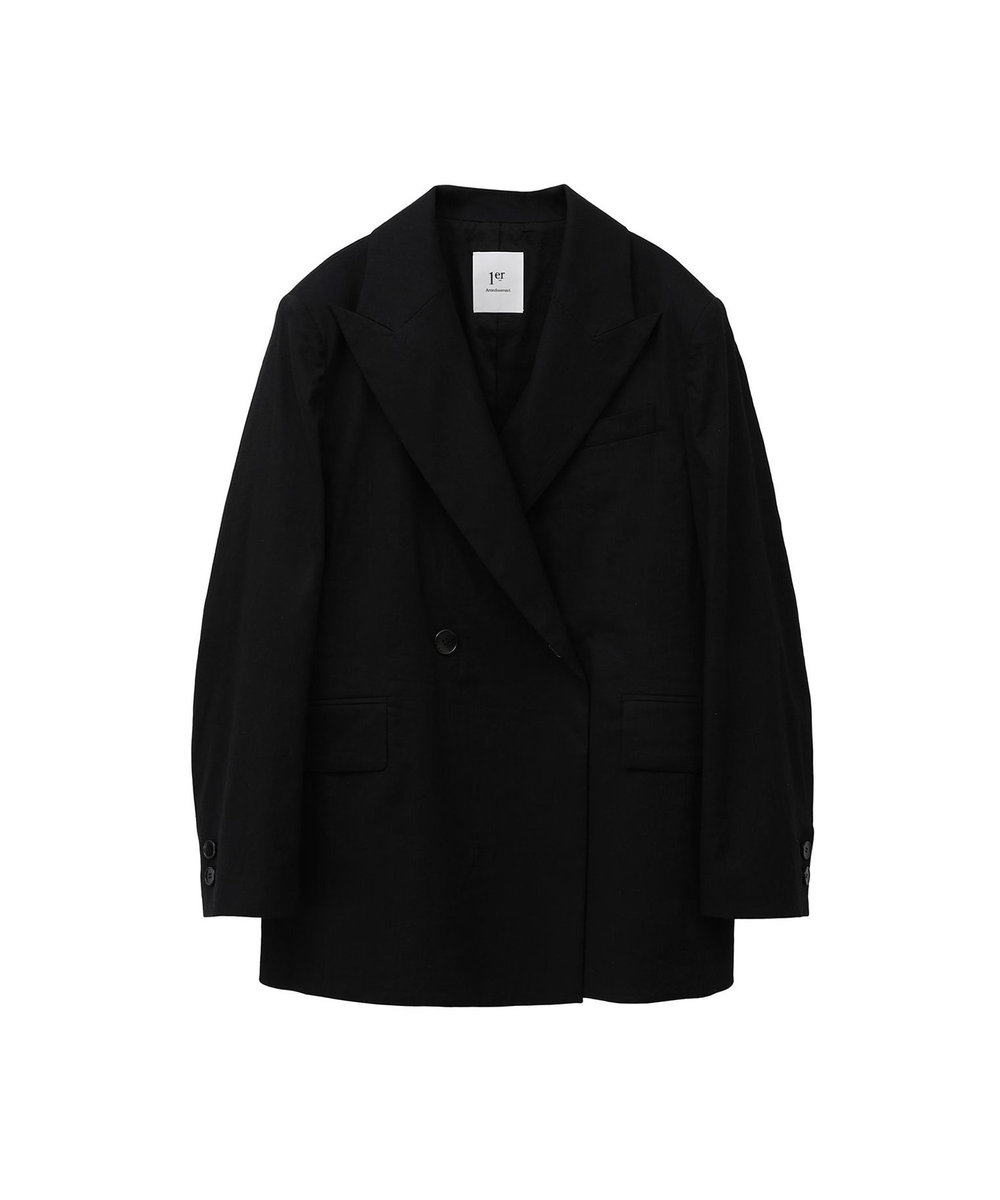 1er Arrondissement ビスコースリネンストレッチジャケット ネイビー