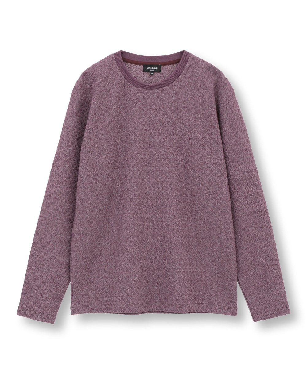 MEN'S BIGI シャーリングジャカードロングスリーブTシャツ ワイン