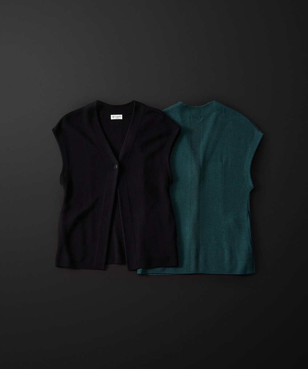 L'EQUIPE GREEN ECOキュプラウールニットジレ ブラック