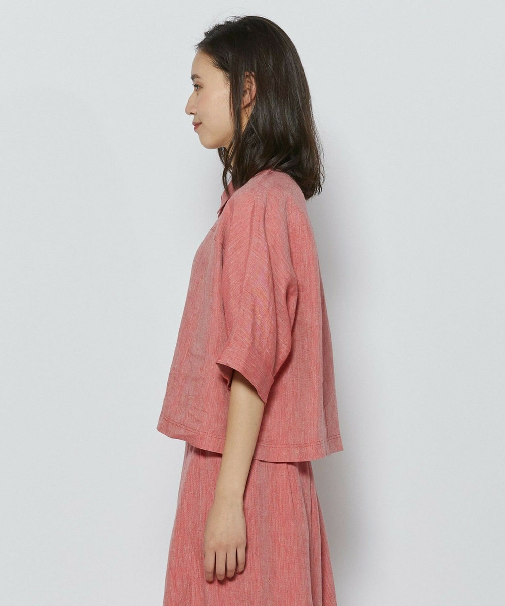 L'EQUIPE Lサイズ（大きいサイズ） ［eclat 2026年5月号掲載商品］【大きいサイズ】ヘンプ麻シャツ レッド