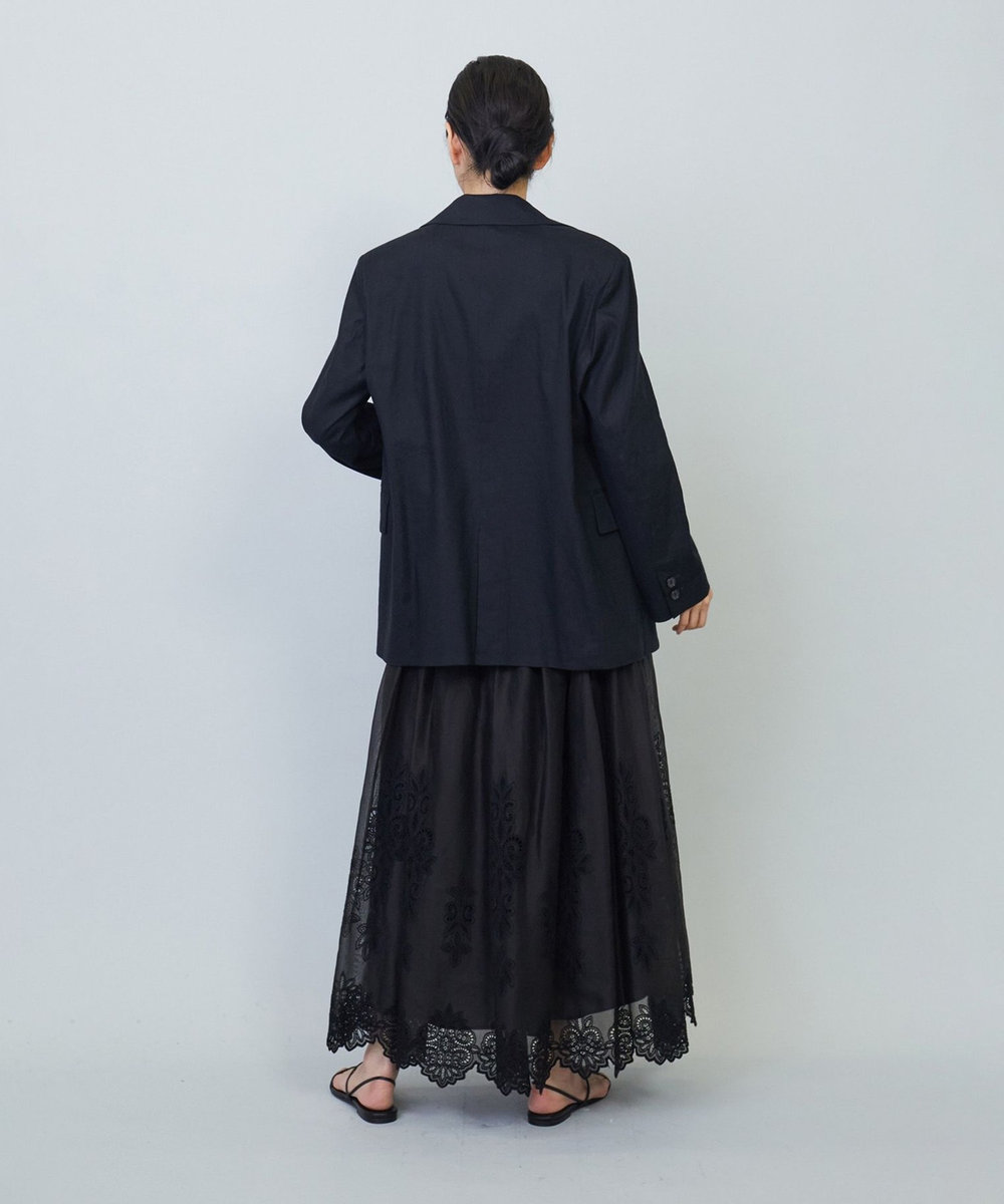 1er Arrondissement ビスコースリネンストレッチジャケット ネイビー