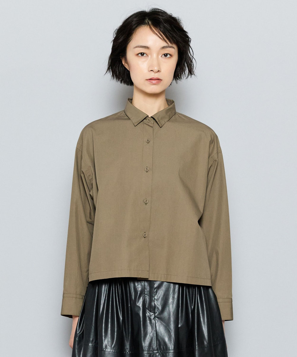 L'EQUIPE GREEN コットンタイプライタークロップドシャツ カーキ