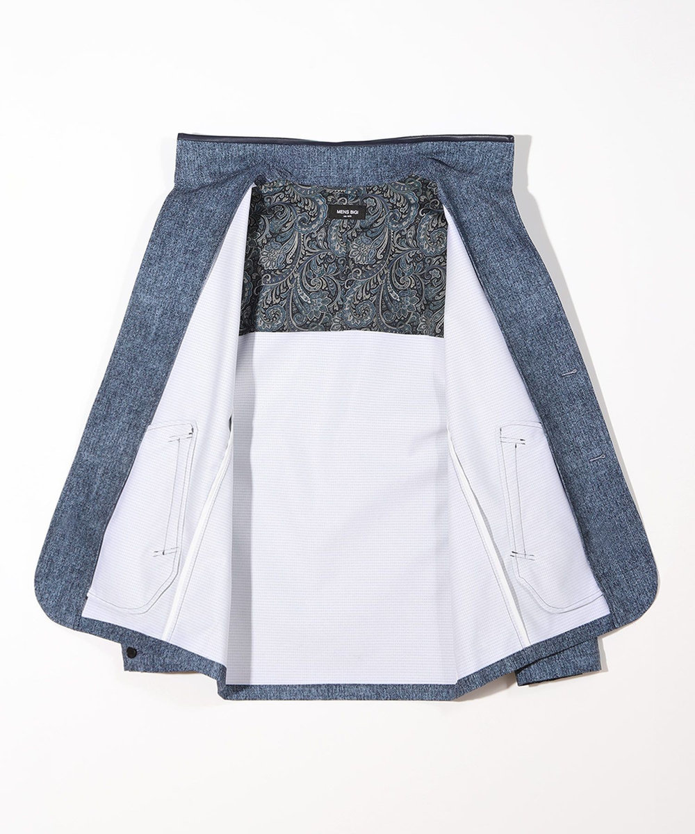 MEN'S BIGI ドットエアーヘリンボーンプリントスタンドカラージャケット＜保温/透湿/撥水/防シワ/ストレッチ＞ ネイビー
