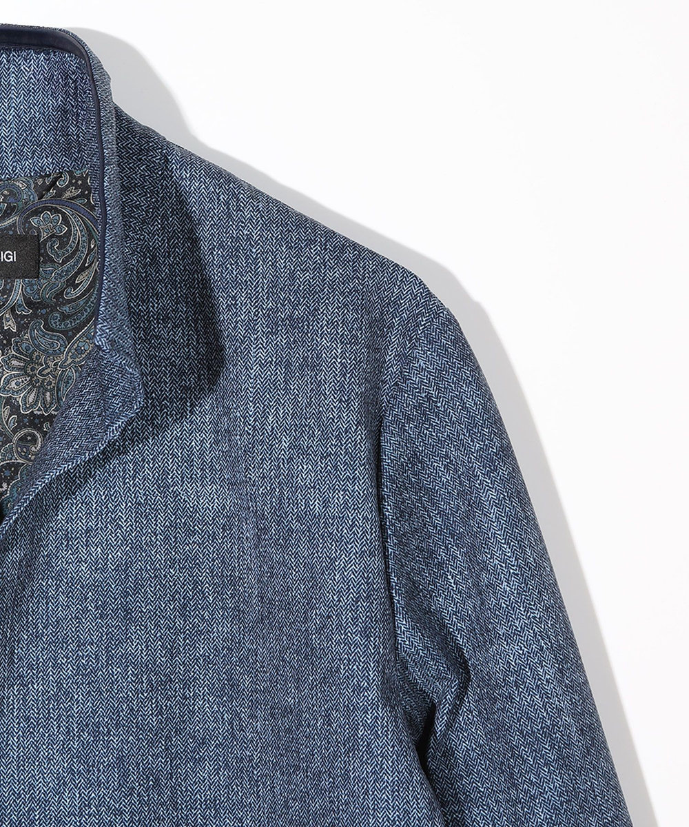 MEN'S BIGI ドットエアーヘリンボーンプリントスタンドカラージャケット＜保温/透湿/撥水/防シワ/ストレッチ＞ ネイビー