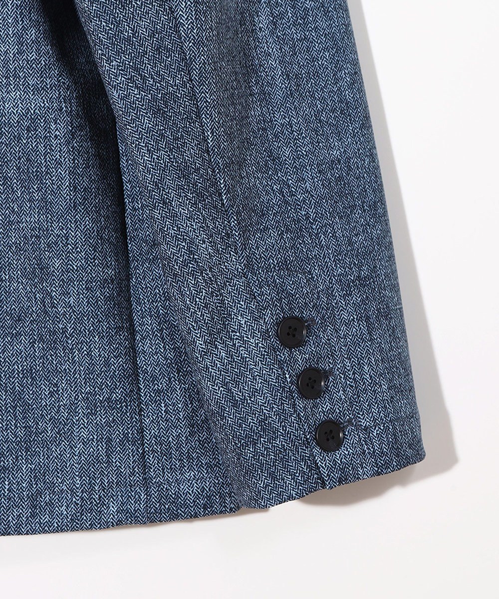 MEN'S BIGI ドットエアーヘリンボーンプリントスタンドカラージャケット＜保温/透湿/撥水/防シワ/ストレッチ＞ ネイビー