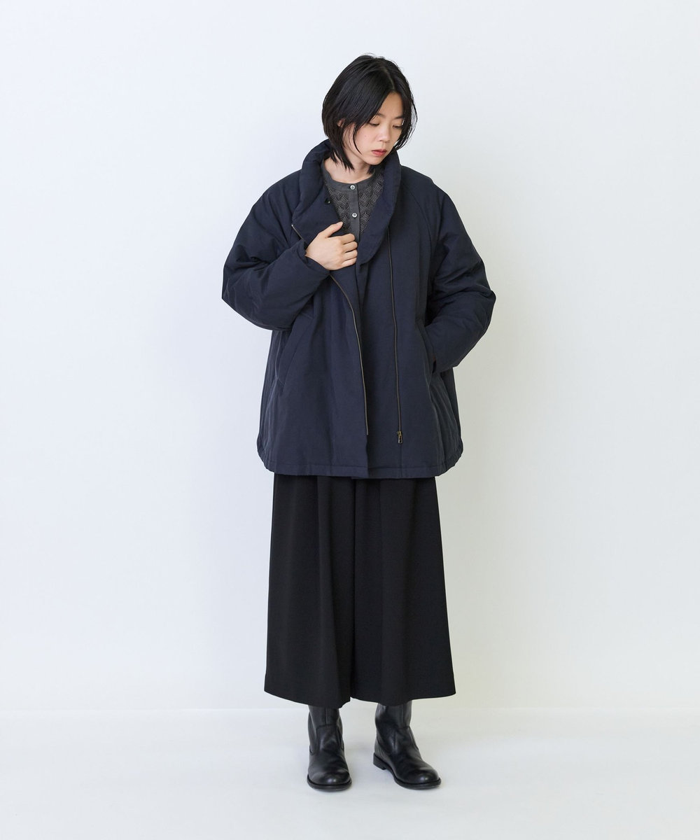 LOISIR エコダブルクロスフレアーパンツ ブラック