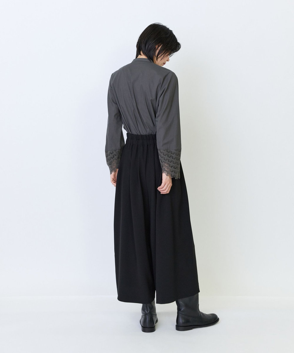 LOISIR エコダブルクロスフレアーパンツ ブラック
