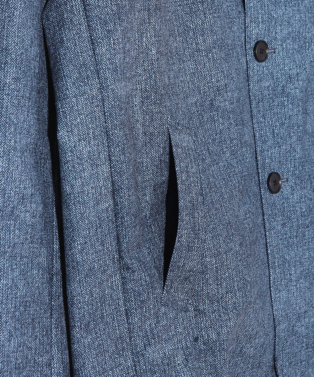 MEN'S BIGI ドットエアーヘリンボーンプリントスタンドカラージャケット＜保温/透湿/撥水/防シワ/ストレッチ＞ ネイビー