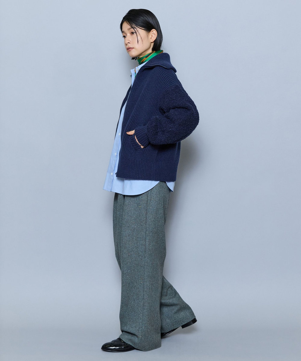 MOGA 畦×ビッグループハイネックブルゾン ネイビー