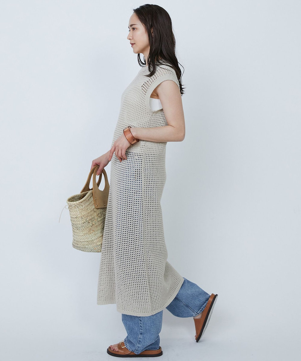 1er Arrondissement メッシュタンクワンピース ベージュ