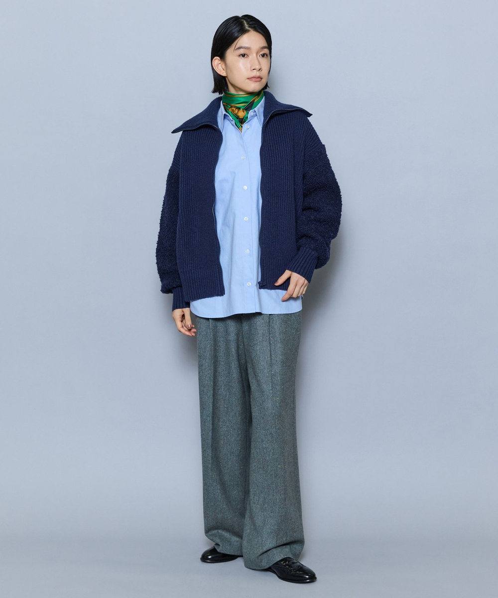 MOGA 畦×ビッグループハイネックブルゾン ネイビー