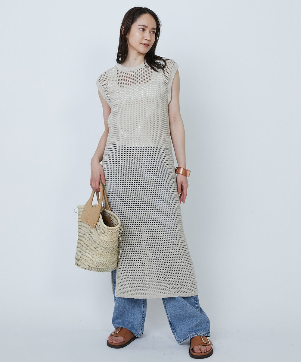 1er Arrondissement メッシュタンクワンピース ベージュ