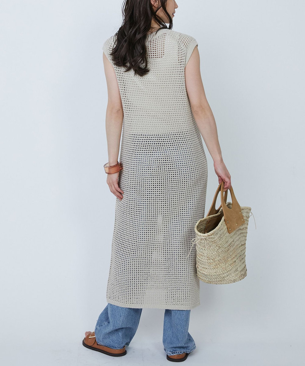 1er Arrondissement メッシュタンクワンピース ベージュ
