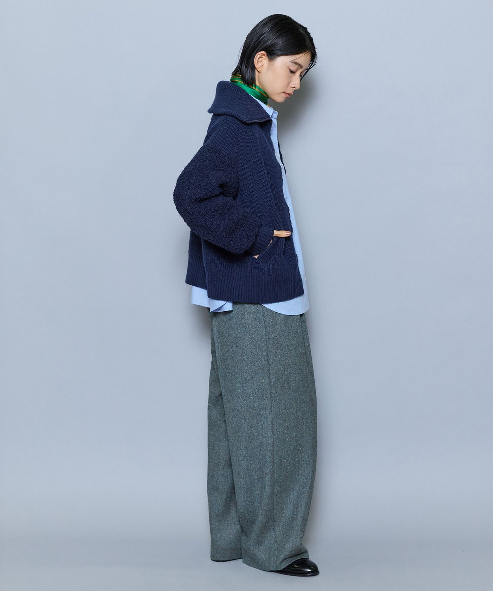 MOGA 畦×ビッグループハイネックブルゾン ネイビー
