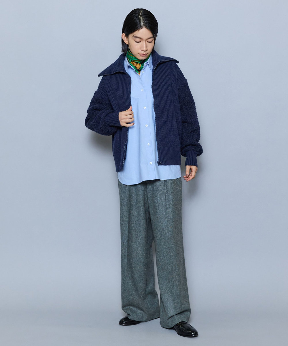 MOGA 畦×ビッグループハイネックブルゾン ネイビー