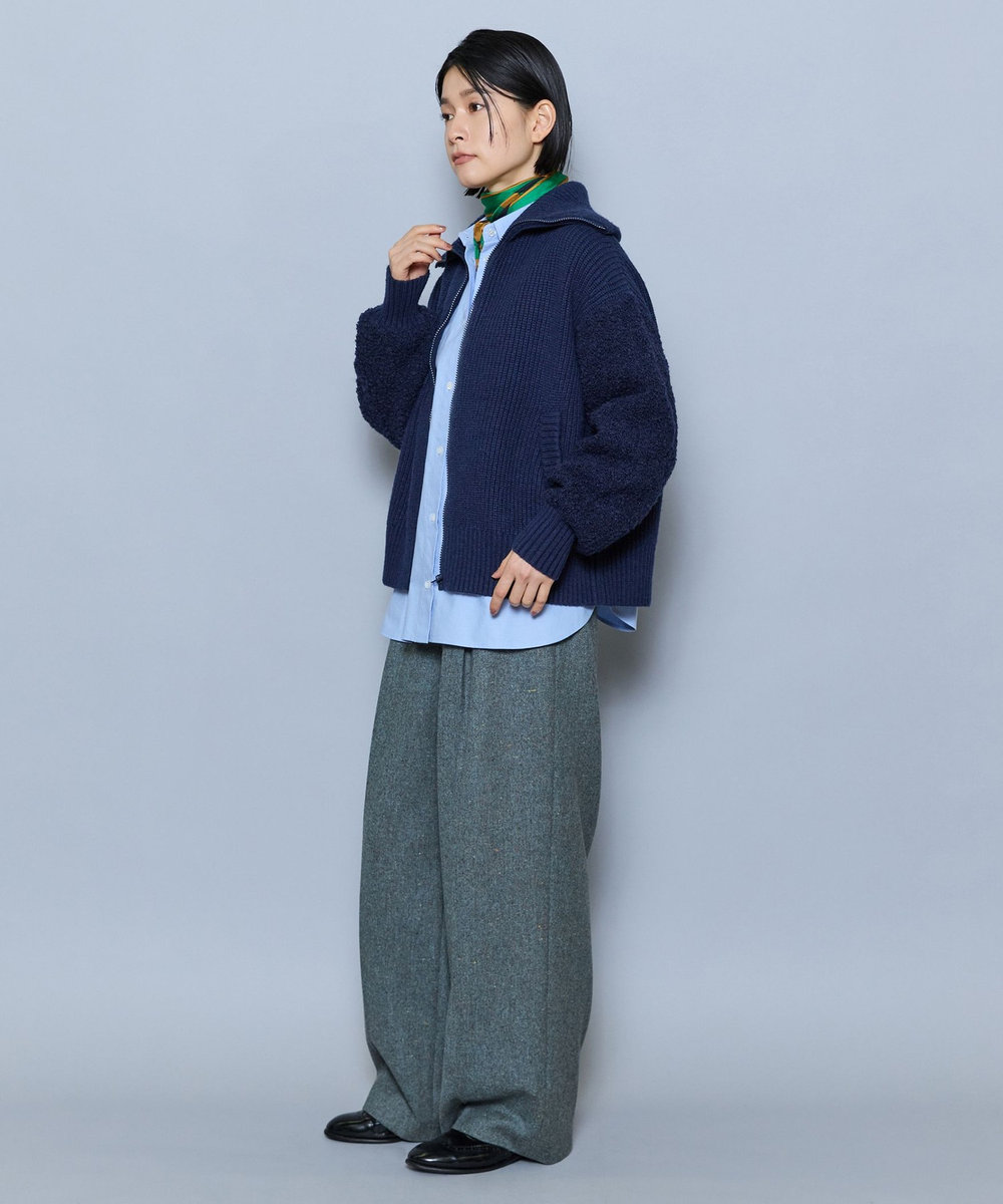 MOGA 畦×ビッグループハイネックブルゾン ネイビー