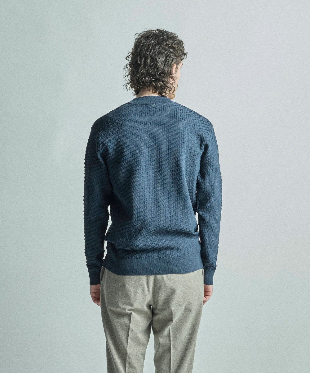 MEN'S BIGI 【COLE HAAN/コール ハーン】別注ブリスタージャガードハイゲージニットTEE＜マシンウォッシャブル＞ ネイビー