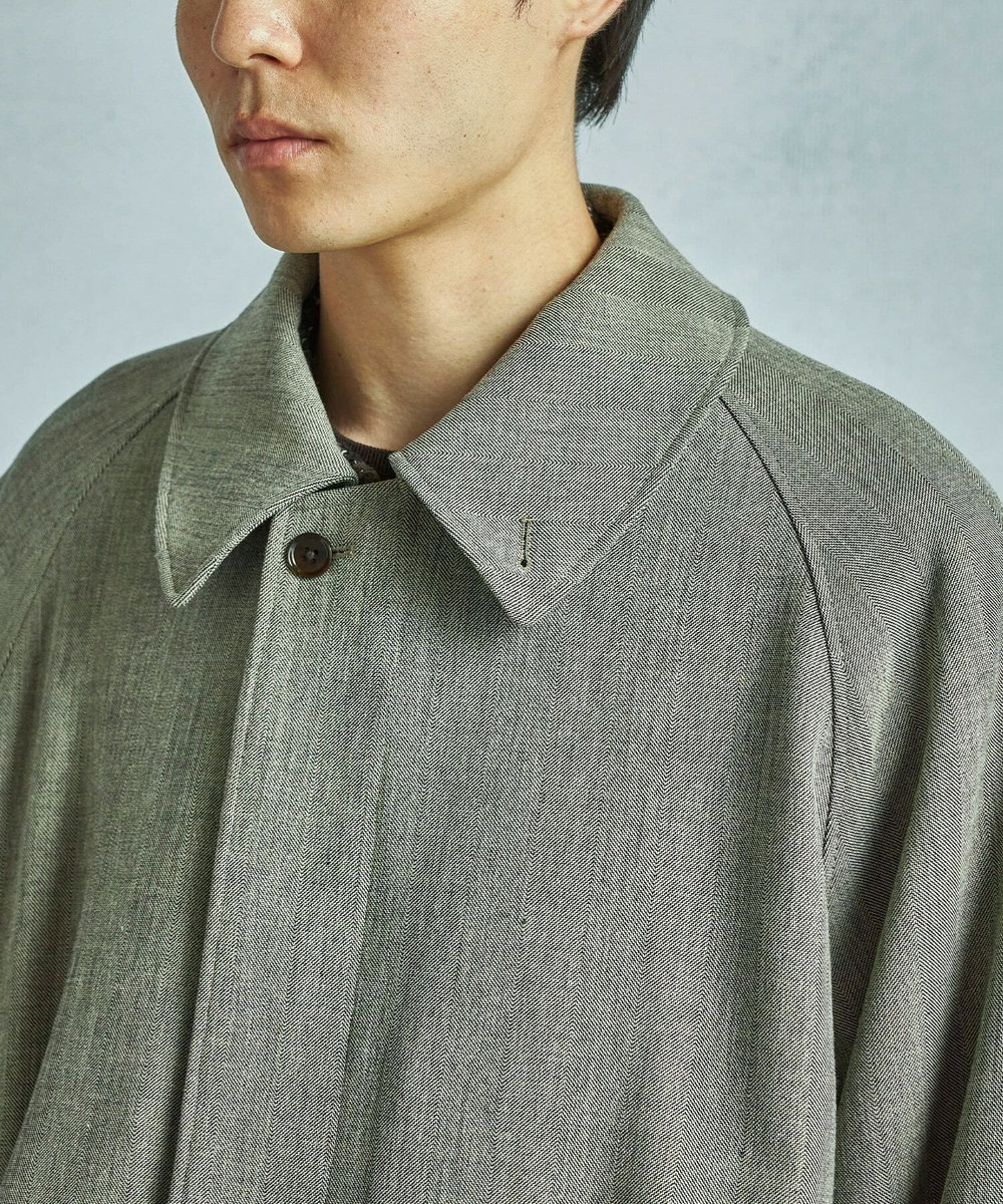 MEN'S BIGI ヘリンボーンダブルクロス ステンカラーコート＜2WAYストレッチ＞ ベージュ