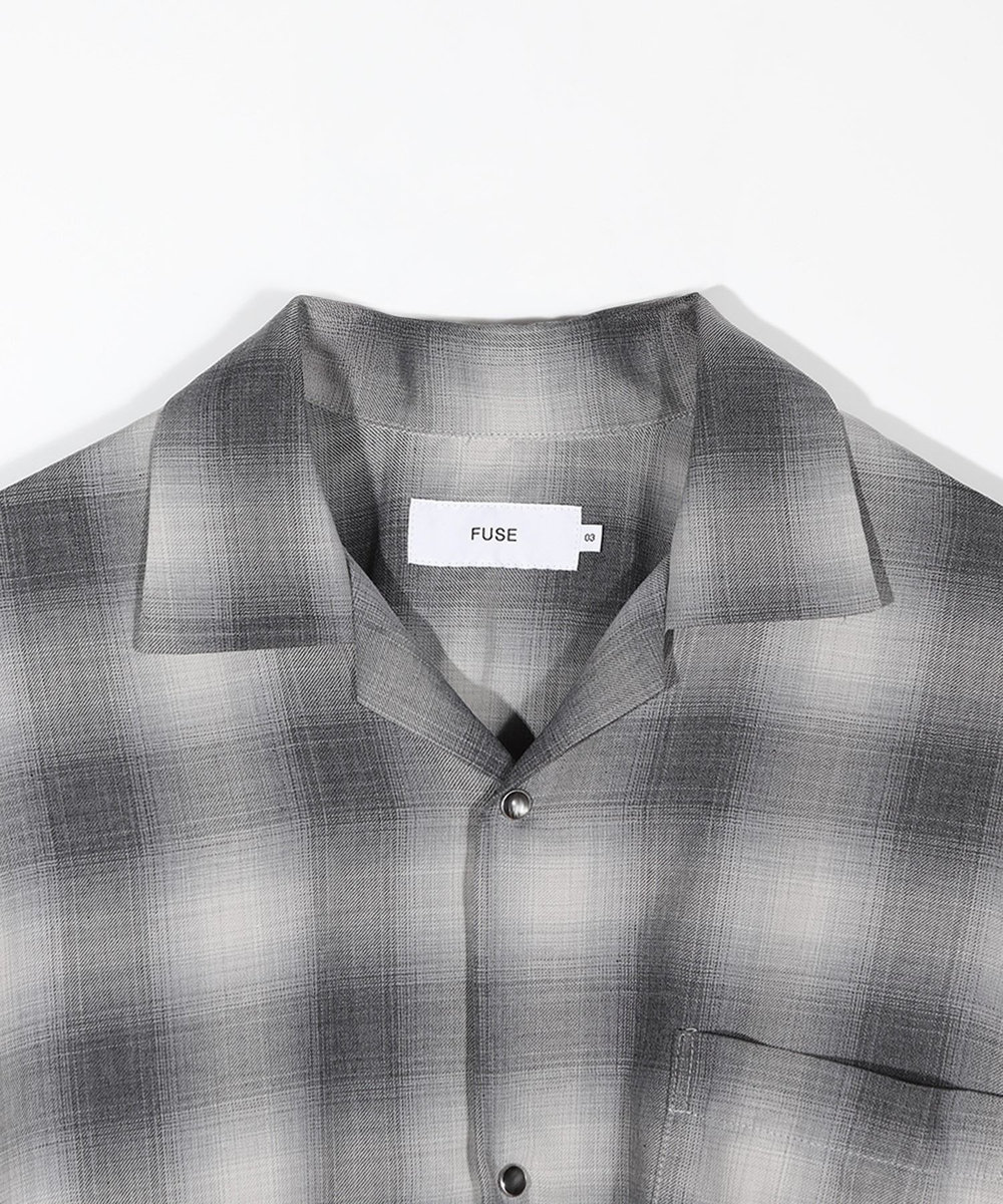 MEN'S BIGI オンブレーチェックヴィンテージ調シャツ ブラック