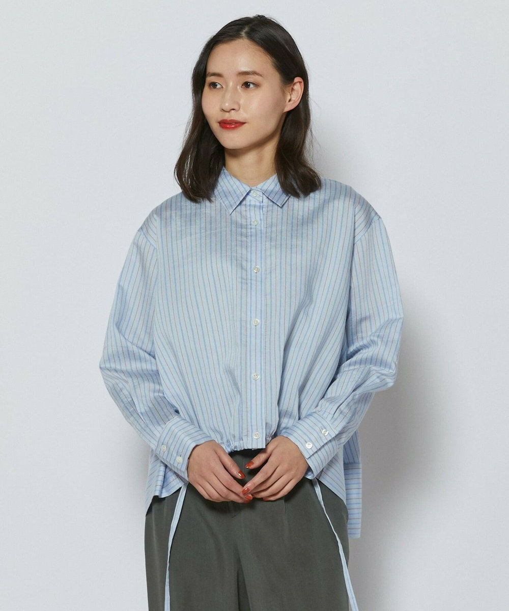 L'EQUIPE ウォッシャブルストライプシャツ サックスブルー
