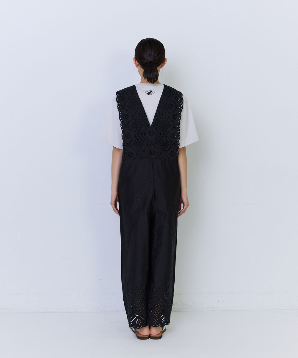 ADIEU TRISTESSE カットワーク刺繍サロペット ブラック
