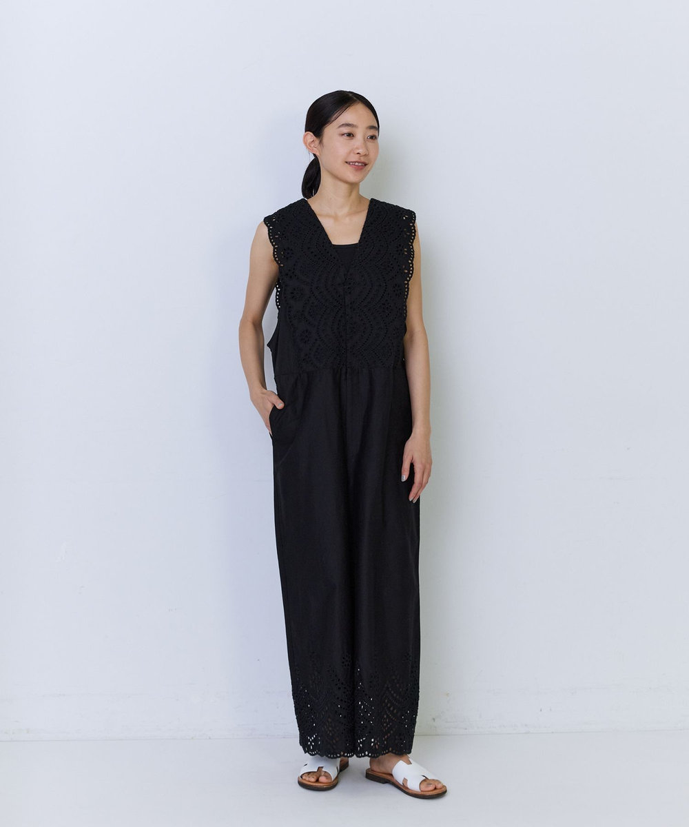 ADIEU TRISTESSE カットワーク刺繍サロペット ブラック